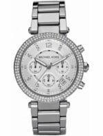 Marque: Michael Kors Modèle: Parker Boîtier: Diamètre : 39 mm Epaisseur : 12 mm Acier inoxydable Argent Cadran: Verre : Minéral Gris Bracelet: Largeur : 23 mm Acier inoxydable Argent Etanchéité: 100 m (10 ATM) Type de boucle: Boucle déployante Détails techniques: Dateur Chronomètre