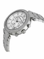 Marque: Michael Kors Modèle: Parker Boîtier: Diamètre : 39 mm Epaisseur : 12 mm Acier inoxydable Argent Cadran: Verre : Minéral Gris Bracelet: Largeur : 23 mm Acier inoxydable Argent Etanchéité: 100 m (10 ATM) Type de boucle: Boucle déployante Détails techniques: Dateur Chronomètre