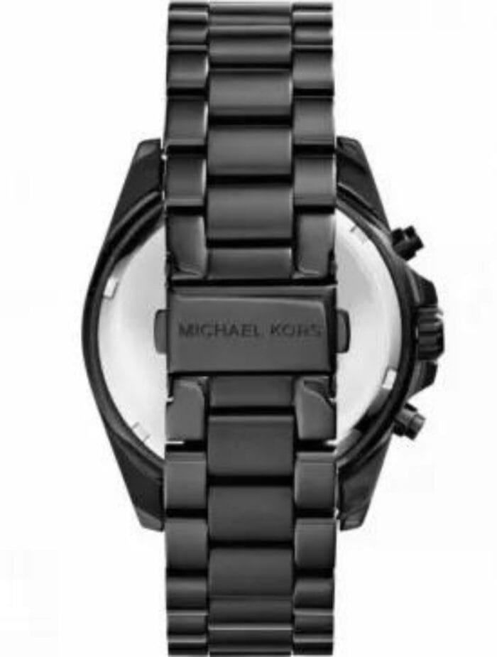 Marque: Michael Kors Modèle: Bradshaw Boîtier: Diamètre : 42 mm ; 36mm Epaisseur : 12 mm Acier inoxydable Noir Cadran: Verre : Minéral Noir Bracelet: Largeur : 20 mm Acier inoxydable Noir Etanchéité: 100 m (10 ATM) Type de boucle: Boucle déployante Détails techniques: Dateur Chronomètre